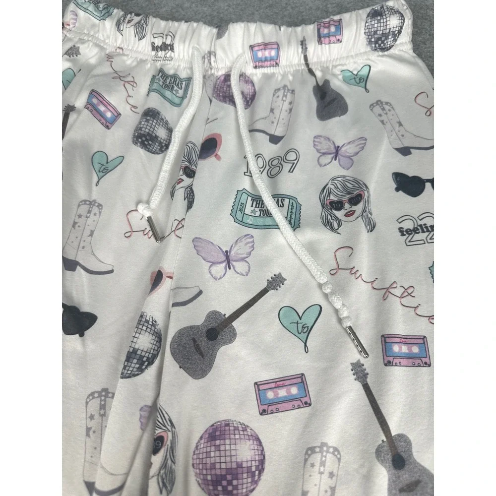 Swiftie Eras‎ Tour Pajama Pants Women Small Disco Boot Guitar Butterfly Print